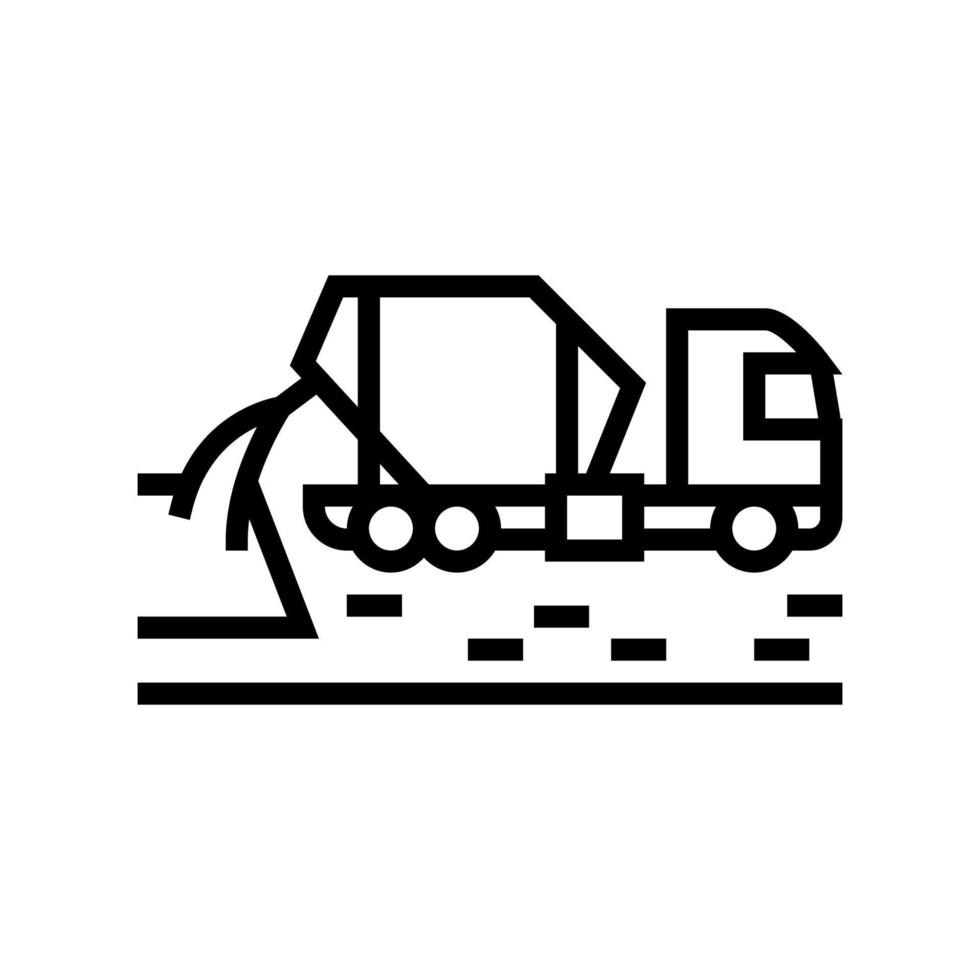 illustrazione vettoriale dell'icona della linea del camion della betoniera