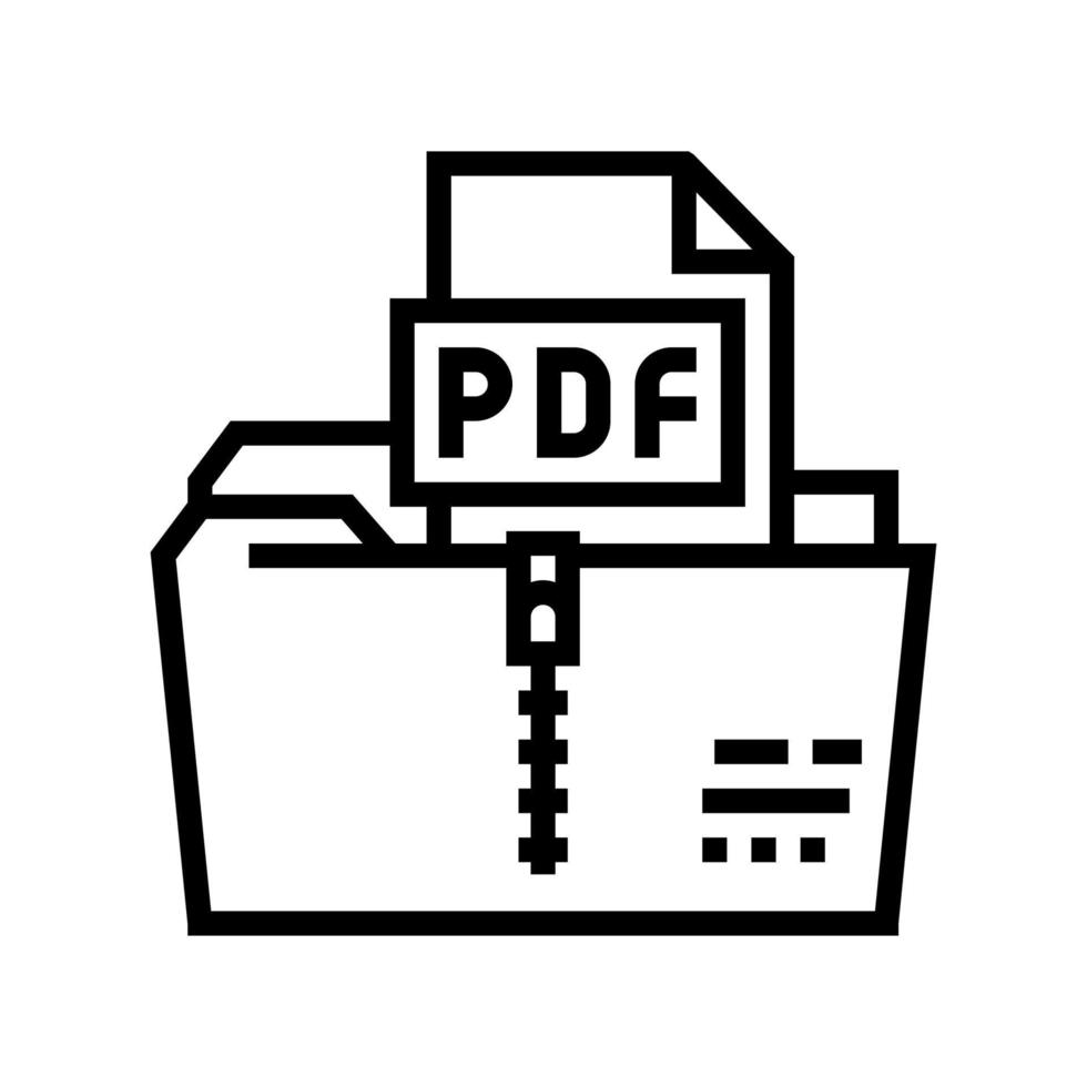 illustrazione vettoriale dell'icona della linea del file pdf di archiviazione