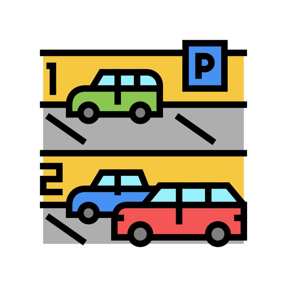 illustrazione vettoriale dell'icona del colore del parcheggio multilivello