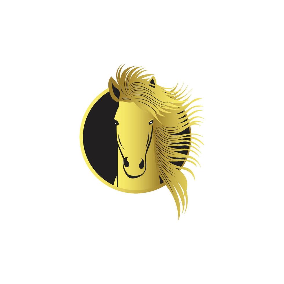 illustrazione del logo della testa di cavallo d'oro vettore