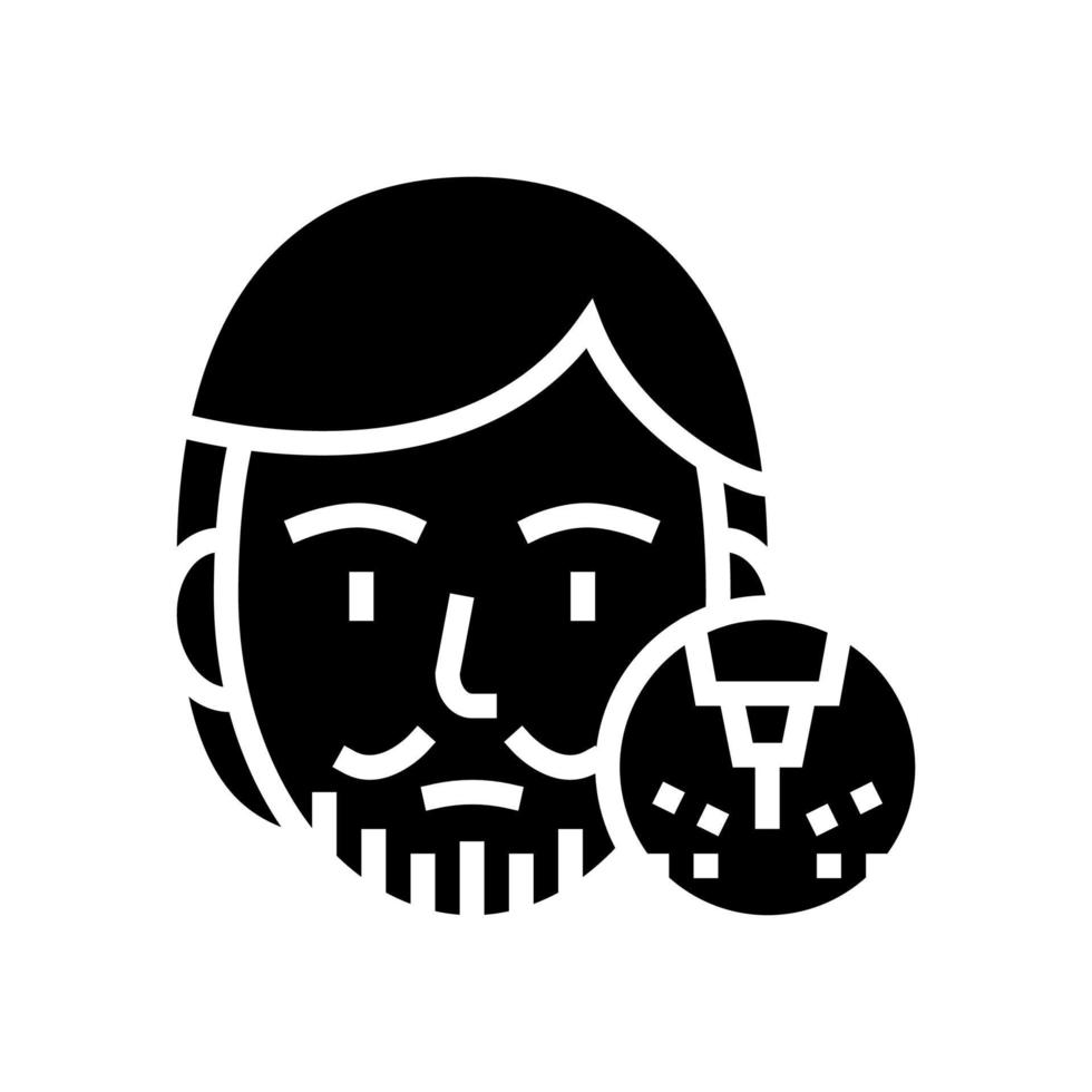 illustrazione vettoriale dell'icona della linea di rimozione di baffi e barba maschili