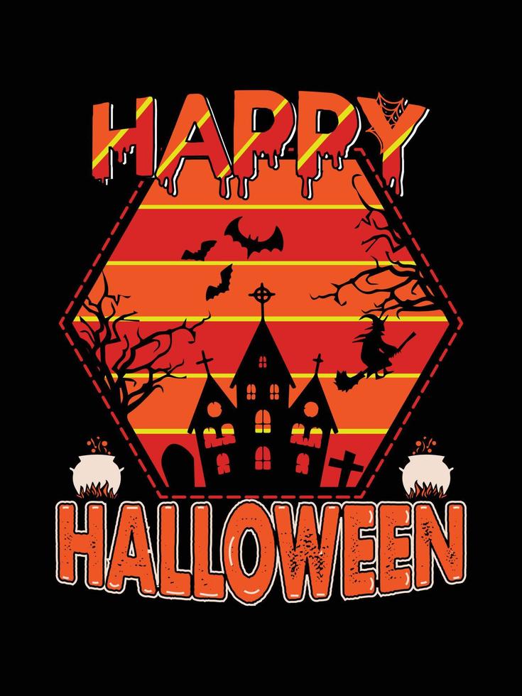 design t-shirt vintage horror di halloween, grafica vettoriale modello di stampa spaventoso, design della maglietta con illustrazione tipografica di alta qualità