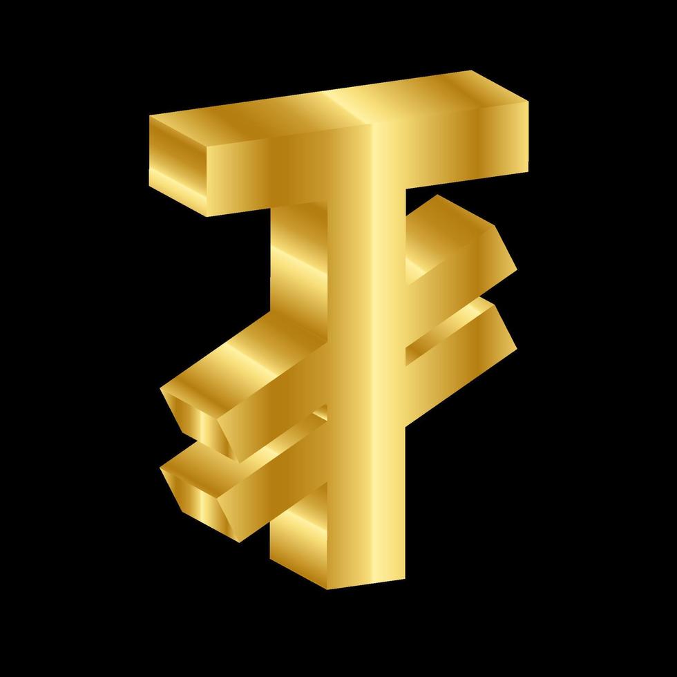 vettore di simbolo di valuta tugrik di lusso in oro 3d