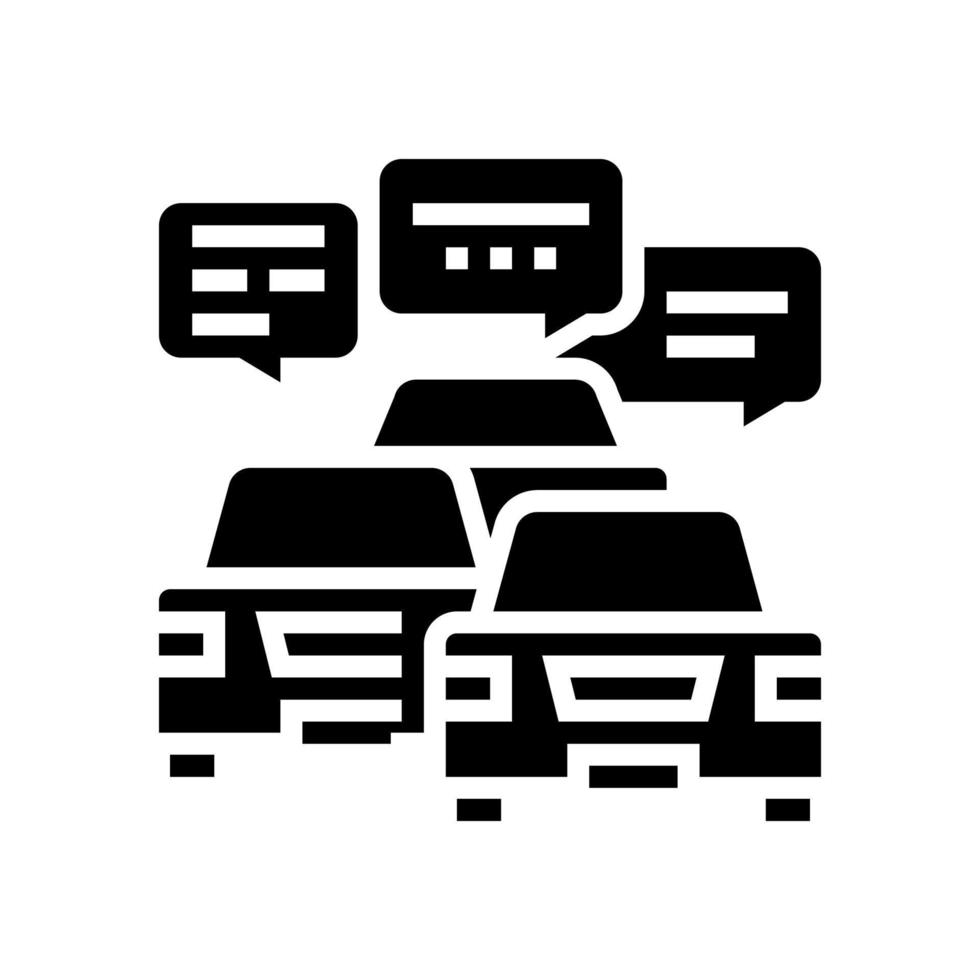 comunicazione dei conducenti nell'illustrazione vettoriale dell'icona del glifo di ingorgo