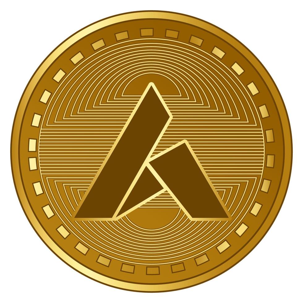illustrazione vettoriale della moneta di criptovaluta di ardore futuristico d'oro