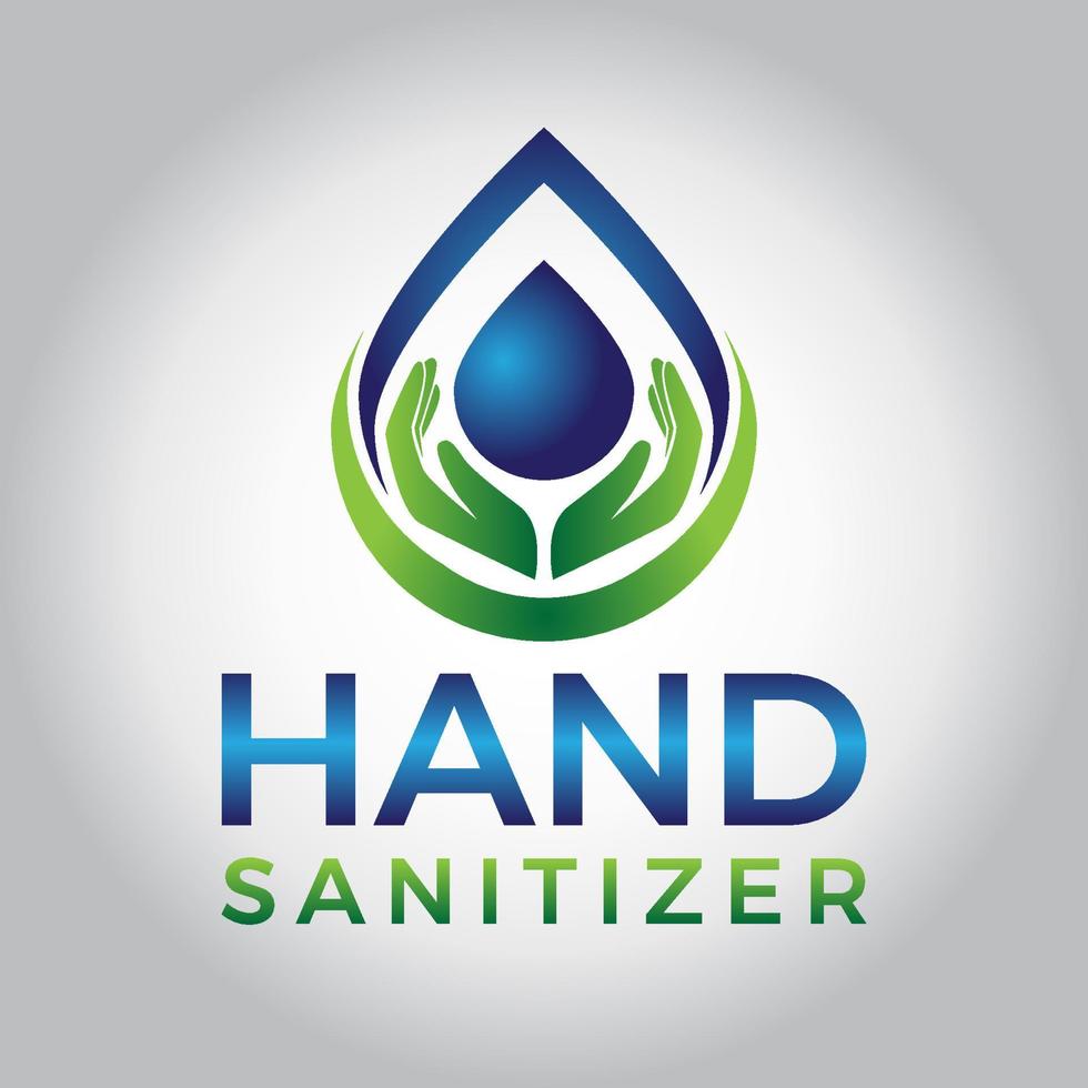 logo del disinfettante per le mani a goccia d'acqua moderno blu e verde vettore