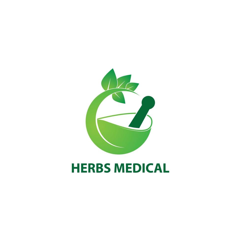 illustrazione del logo medico verde delle erbe vettore