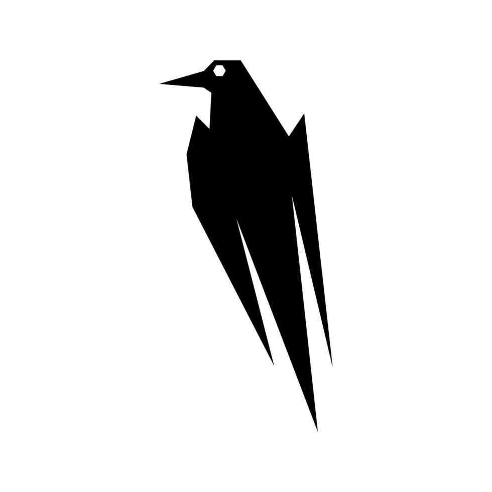 modello geometrico di vettore del logo dell'uccello del corvo nero 01