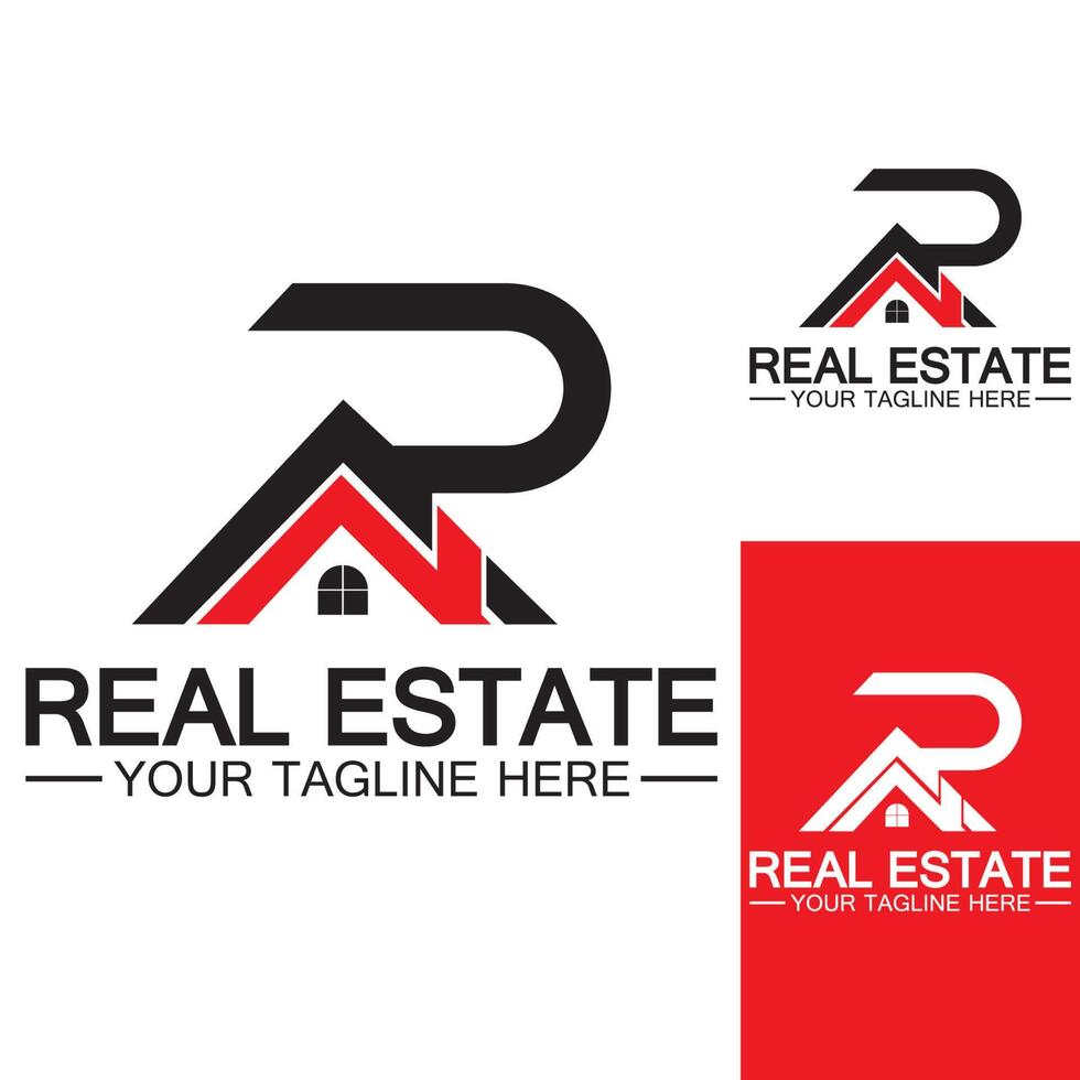 lettera iniziale r immobiliare e casa logo design illustrazione vettoriale