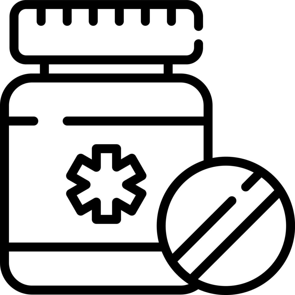 medicina, icona bottiglia di pillole, assistenza sanitaria e icona medica. vettore