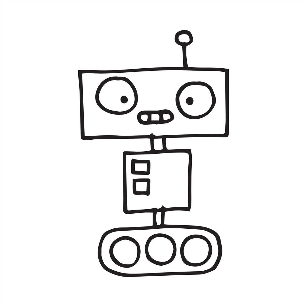 semplice disegno vettoriale in stile doodle. robot. simpatico robot disegnato a mano con linee. illustrazione divertente per i bambini