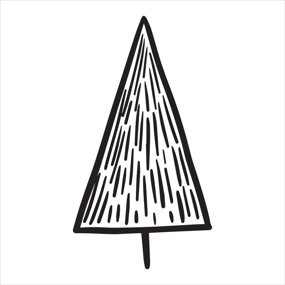 disegno vettoriale nello stile di doodle. albero di Natale. semplice disegno di un albero di natale astratto.