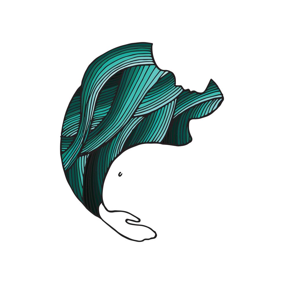 illustrazione vettoriale. logo, disegno stilizzato, donna incinta. gravidanza, maternità, allattamento. donna incinta sullo sfondo del mare, onde blu. simbolo esoterico vettore