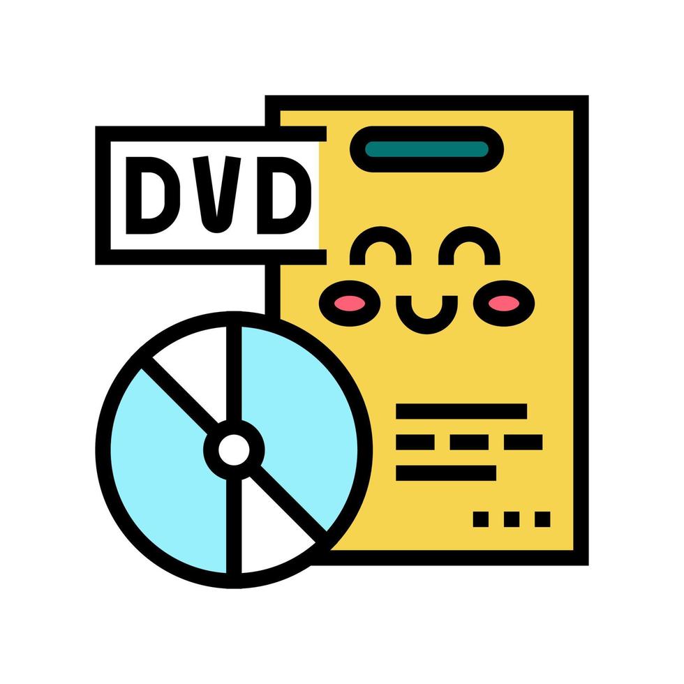 illustrazione vettoriale dell'icona di colore educativo di film in dvd