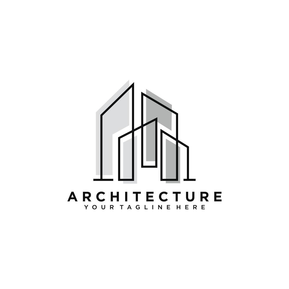 design del logo dell'architettura, modello di progettazione del marchio della società di costruzioni vettoriali. modello di logo vettoriale architetto e costruzione