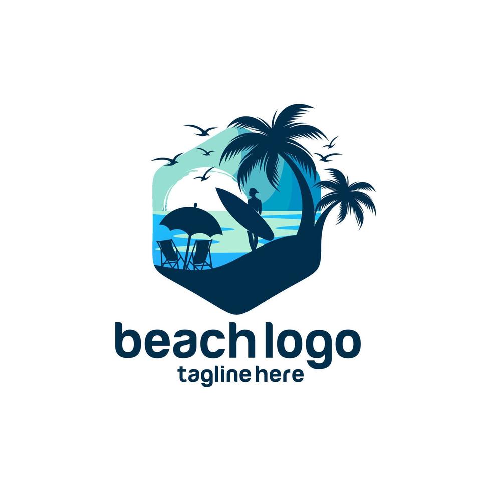 modello vettoriale del logo della spiaggia