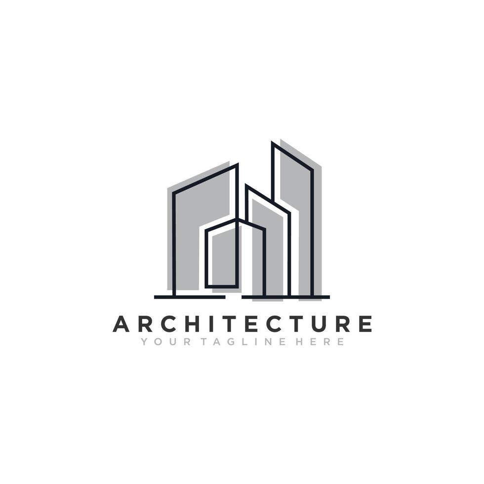 design del logo dell'architettura, modello di progettazione del marchio della società di costruzioni vettoriali. modello di logo vettoriale architetto e costruzione