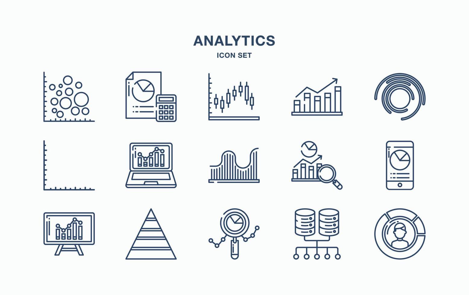 grafico e set di icone di analisi dei dati vettore