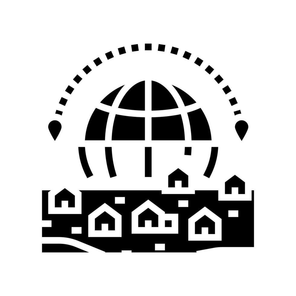 illustrazione vettoriale dell'icona del glifo del turismo del villaggio