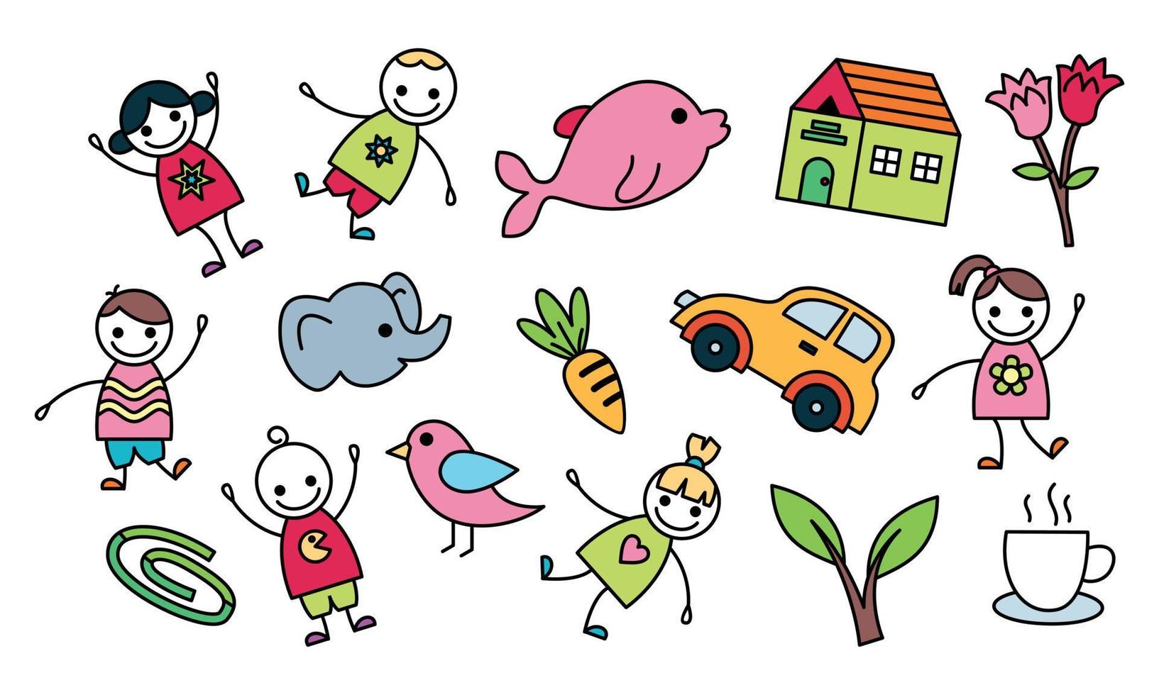 disegno per bambini carino, vettore di illustrazione di scarabocchi per bambini
