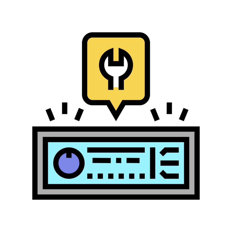 illustrazione vettoriale dell'icona a colori per la riparazione del sistema audio dell'auto