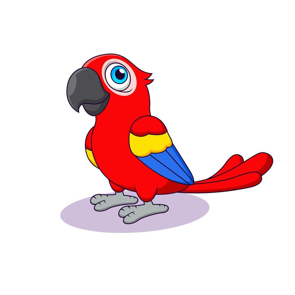 cartone animato carino bambino pappagallo. simpatico cartone animato animale. illustrazione vettoriale