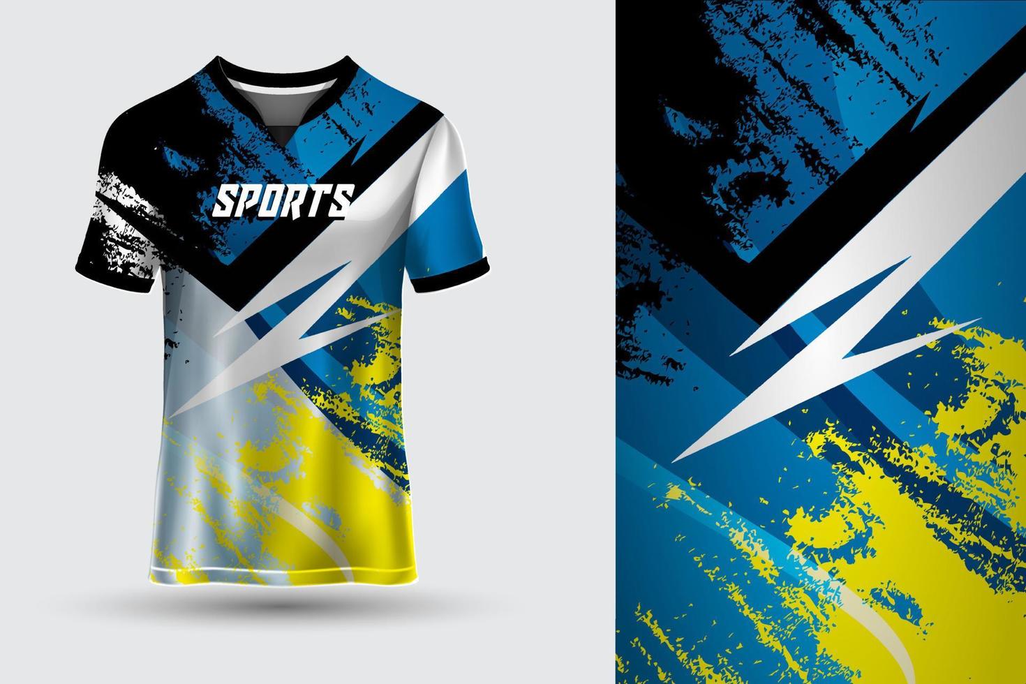 incredibili magliette sportive con design in jersey con vista frontale e posteriore vettore