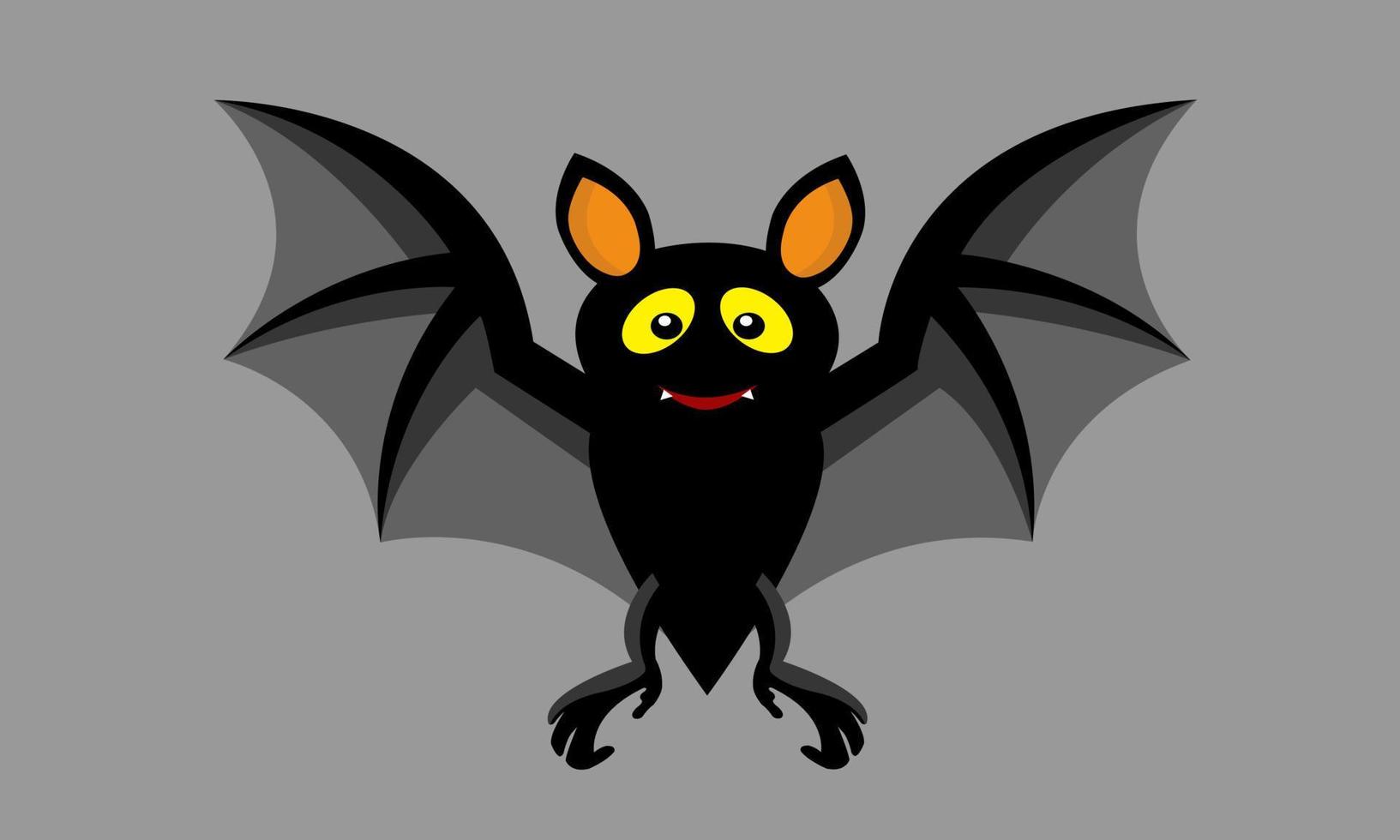 cartone animato halloween pipistrello carino volante. gli unici mammiferi che possono volare. illustrazione vettoriale. su sfondo di colore grigio. vettore