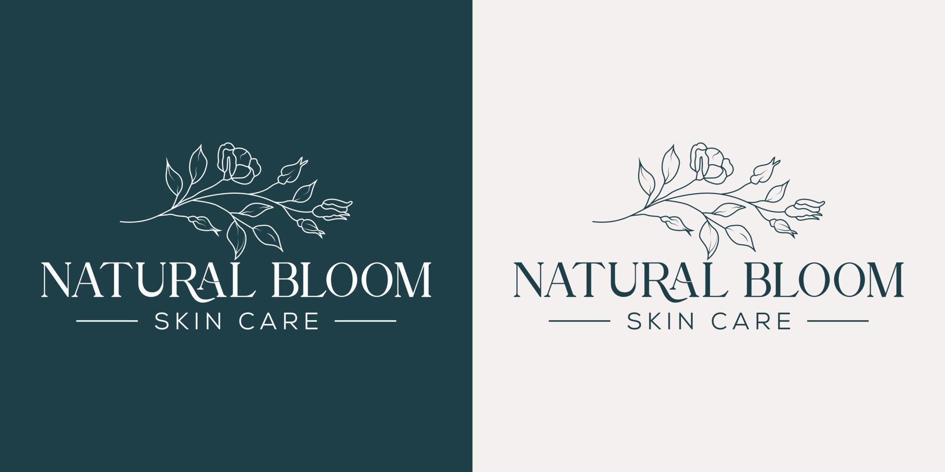 logo disegnato a mano di elemento floreale botanico con fiori selvatici e foglie. logo per spa e salone di bellezza, boutique, negozio biologico, matrimonio, designer floreale, interni, fotografia, cosmetici. vettore