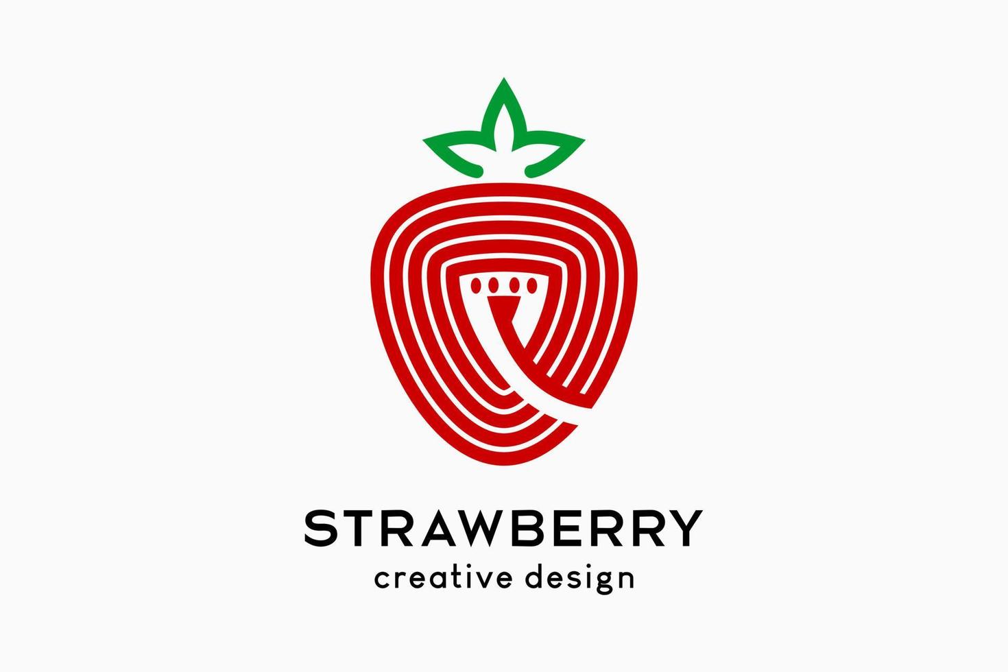design del logo della fragola a forma di p con un concetto creativo vettore