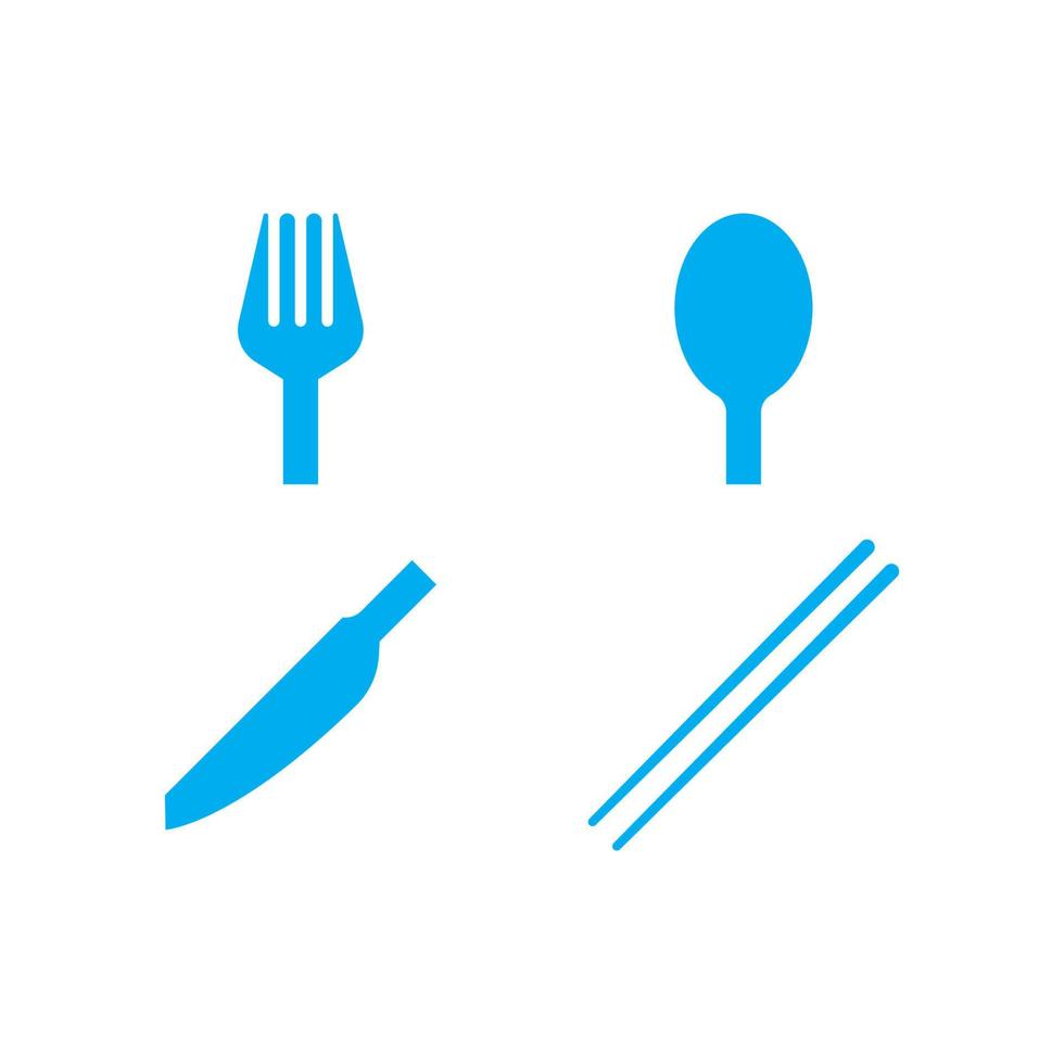 icona di forchetta, cucchiaio, coltello e bacchette. vettore