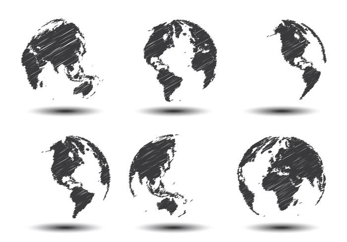 Schizzi i vettori della mappa del mondo