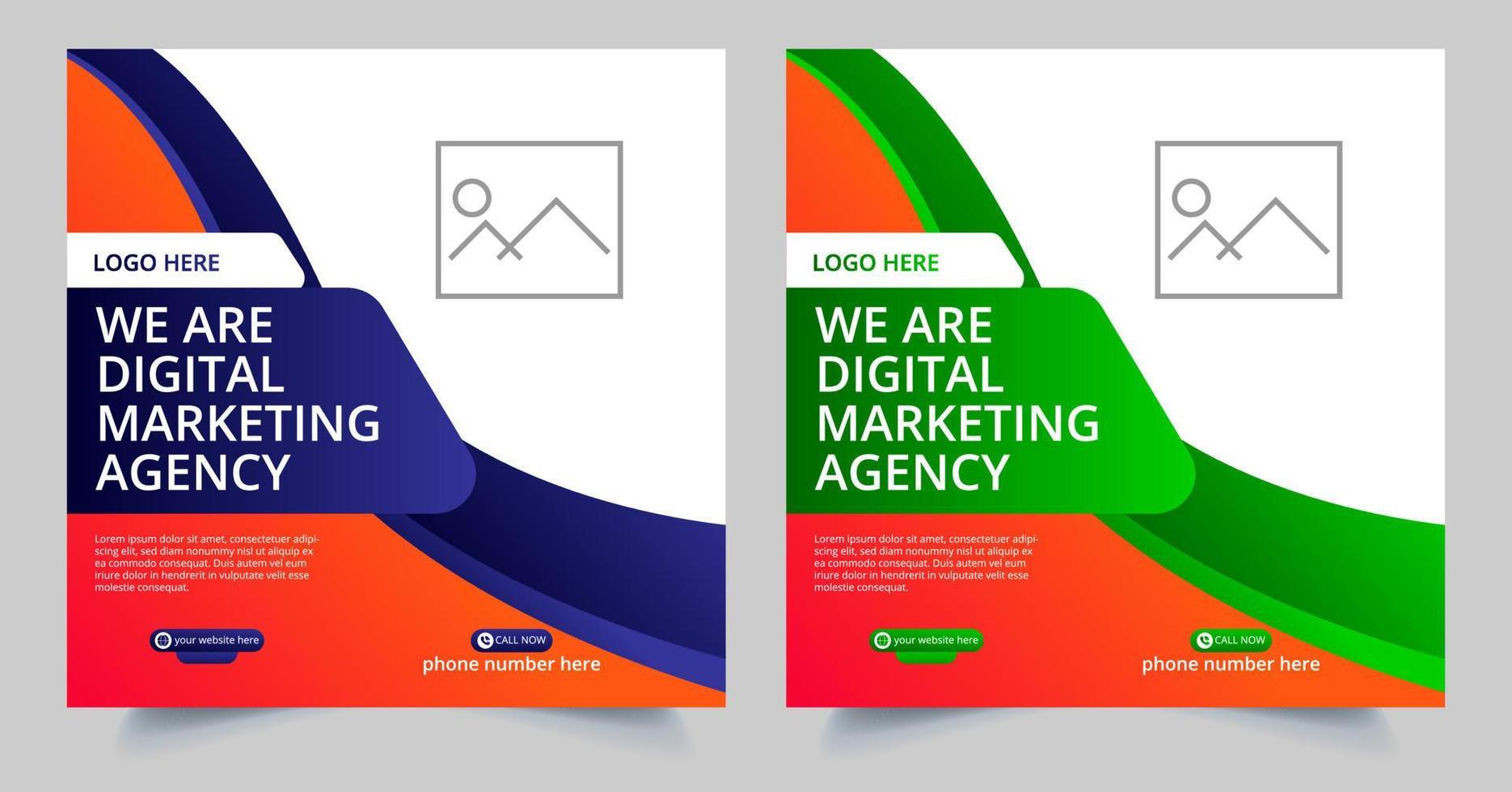 banner di marketing aziendale digitale per la progettazione di modelli di post sui social media vettore