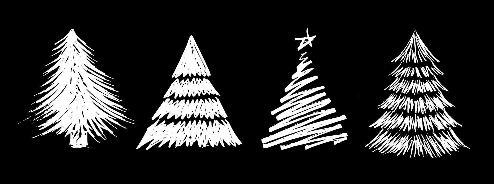 disegno dell'albero di natale, set vettoriale. vettore