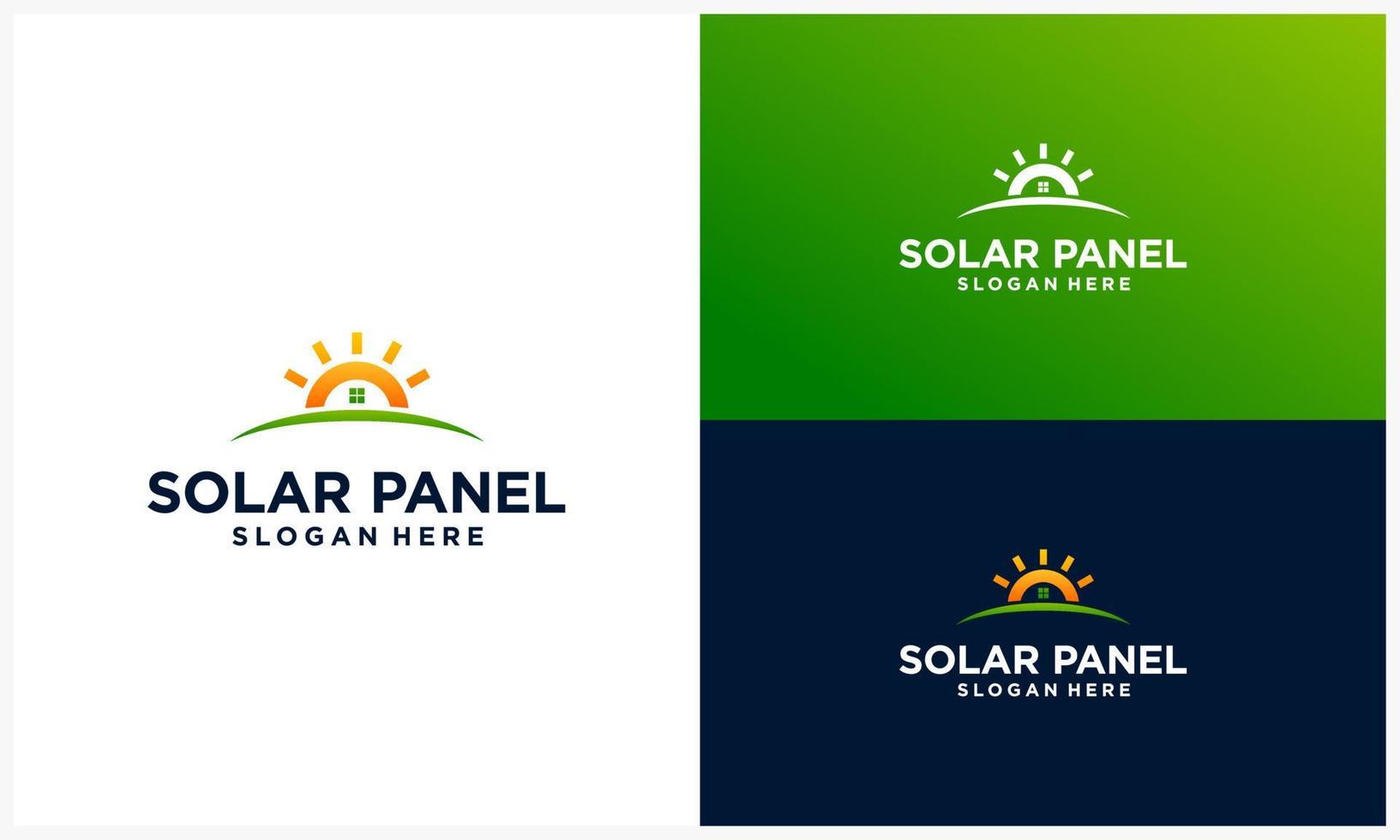 logo del pannello solare con il concetto di casa, modello di logo dell'energia solare vettore