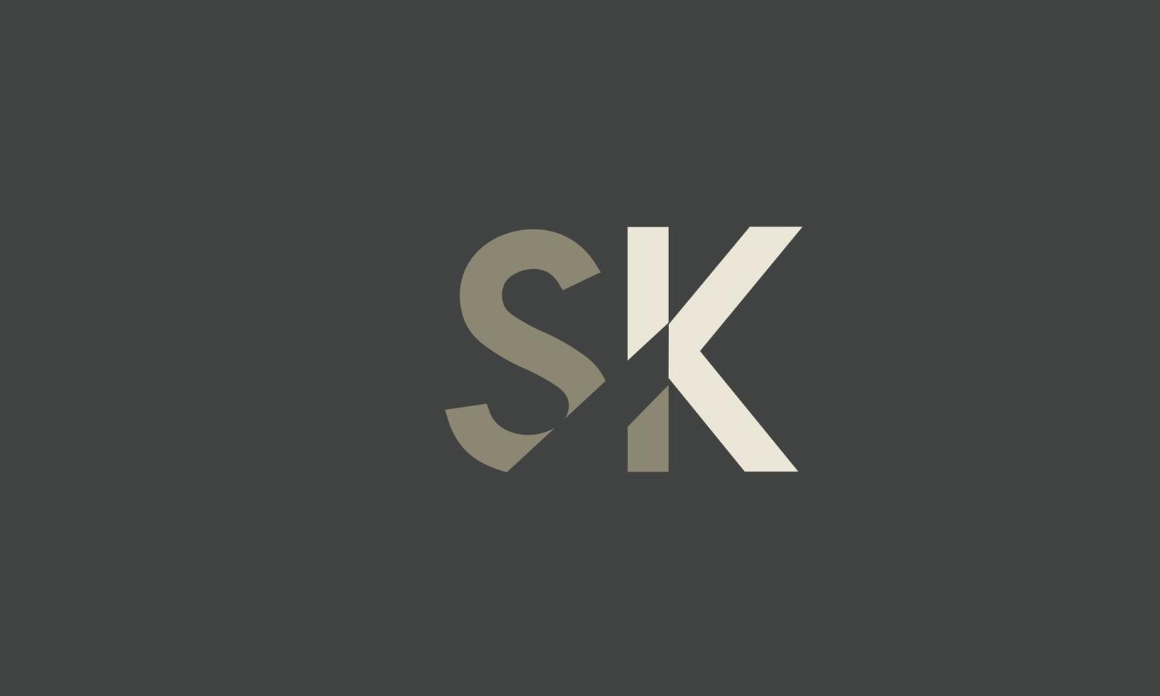 alfabeto lettere iniziali monogramma logo sk, ks, s e k vettore