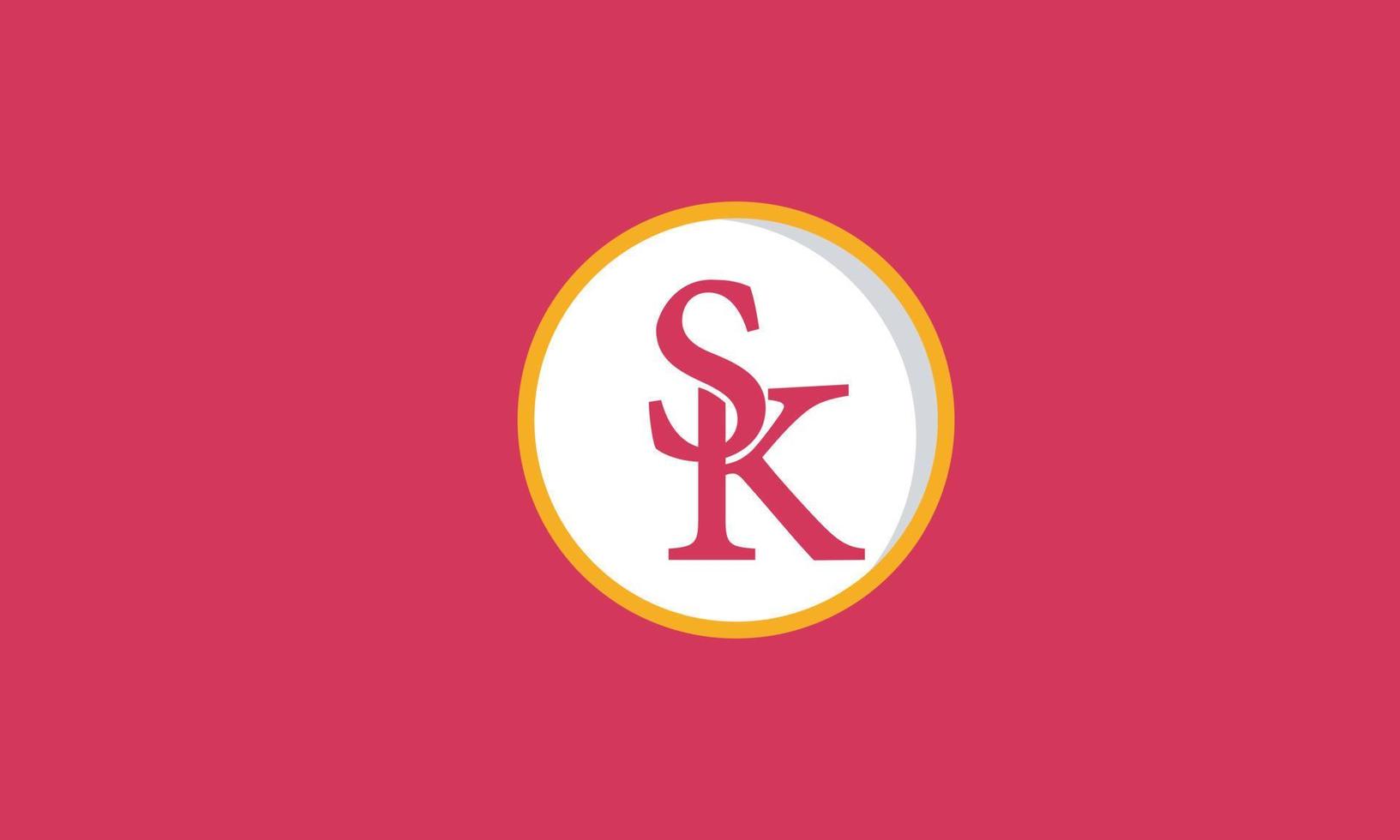 alfabeto lettere iniziali monogramma logo sk, ks, s e k vettore