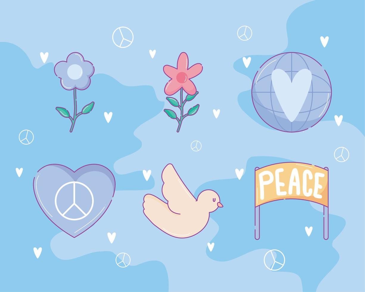 set della giornata internazionale della pace vettore
