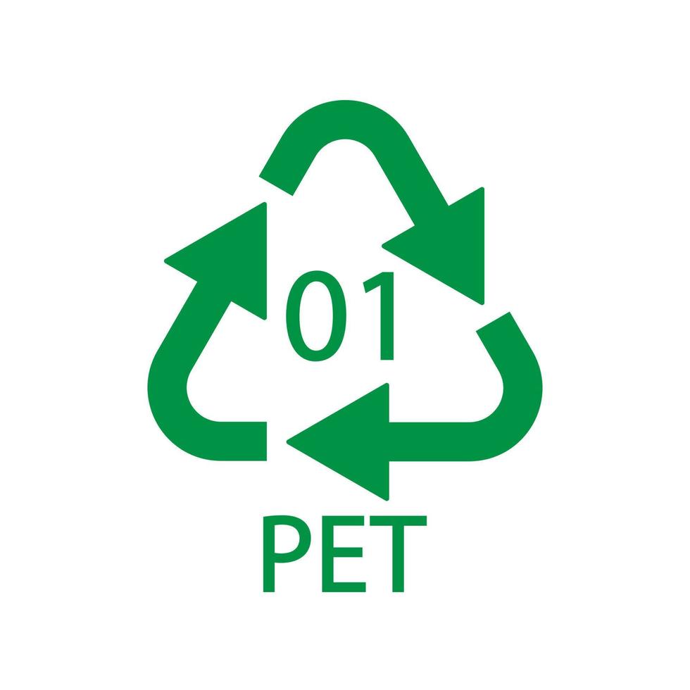 simbolo del codice di riciclaggio dell'animale domestico 01. segno di polietilene di vettore di riciclaggio di plastica.