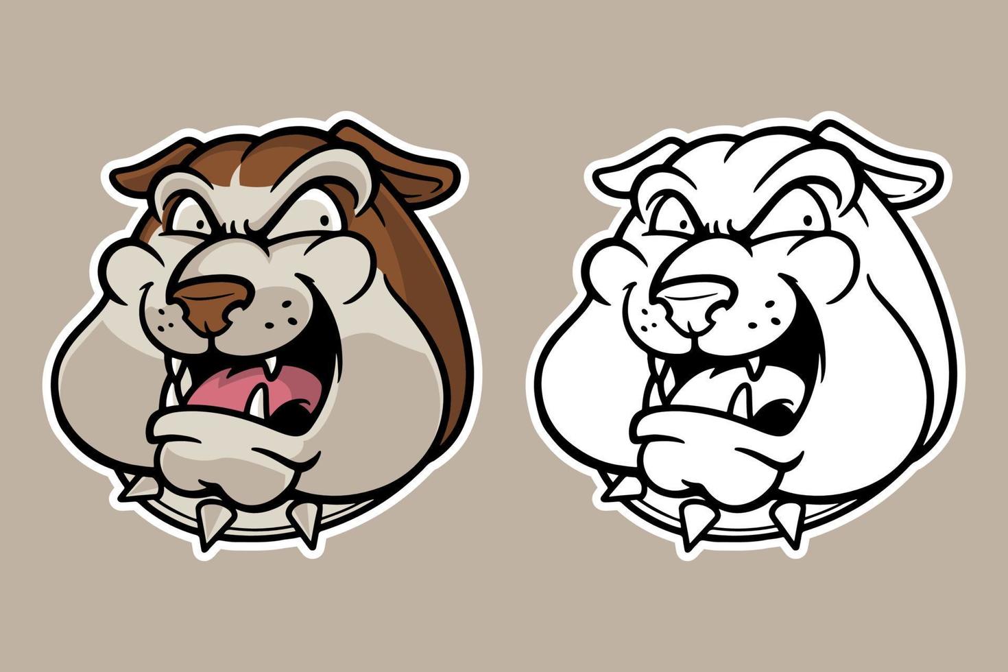 bulldog testa mascotte illustrazione vettoriale stile cartone animato