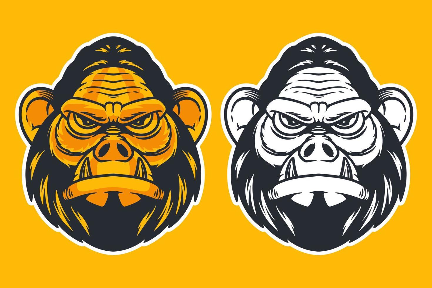 testa di gorilla mascotte illustrazione vettoriale stile cartone animato