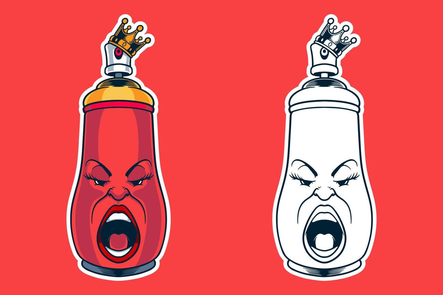 illustrazione vettoriale della mascotte dei graffiti della bomboletta spray
