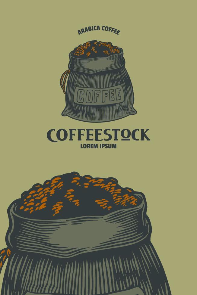 sacchetto di illustrazione vettoriale di chicco di caffè