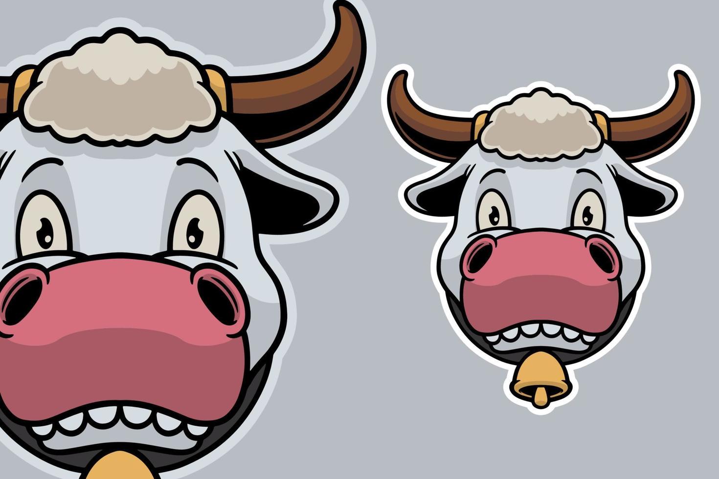testa di mucca mascotte illustrazione vettoriale stile cartone animato