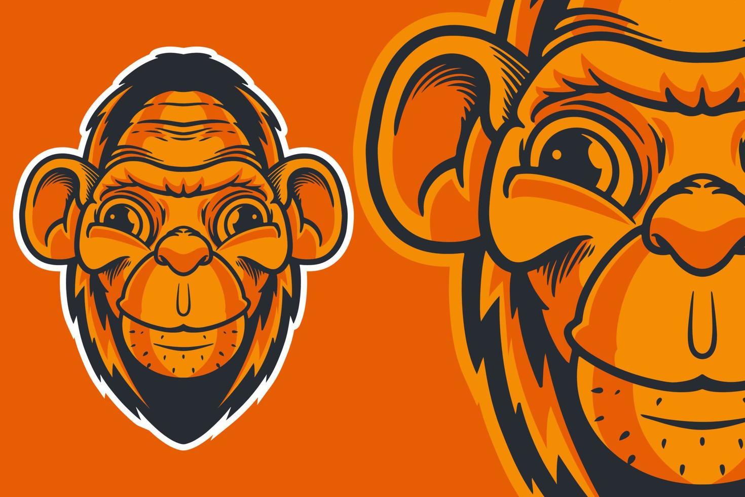 testa di scimmia mascotte illustrazione vettoriale stile cartone animato