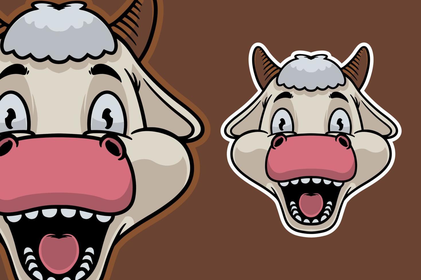 testa di mucca mascotte illustrazione vettoriale stile cartone animato