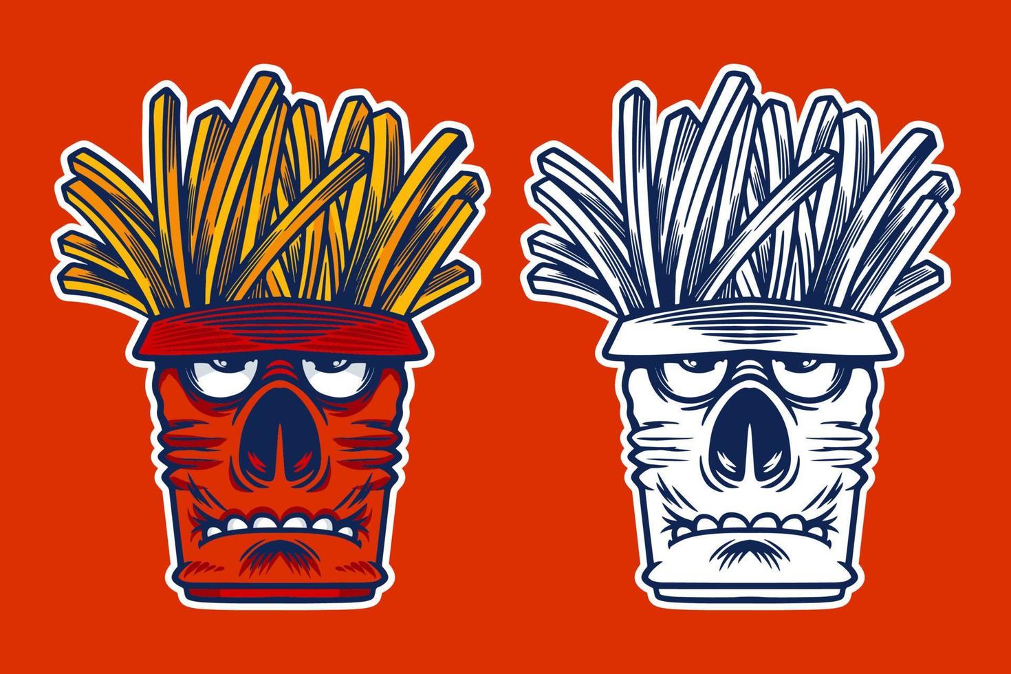 tribù patatine fritte illustrazione vettoriale stile cartone animato