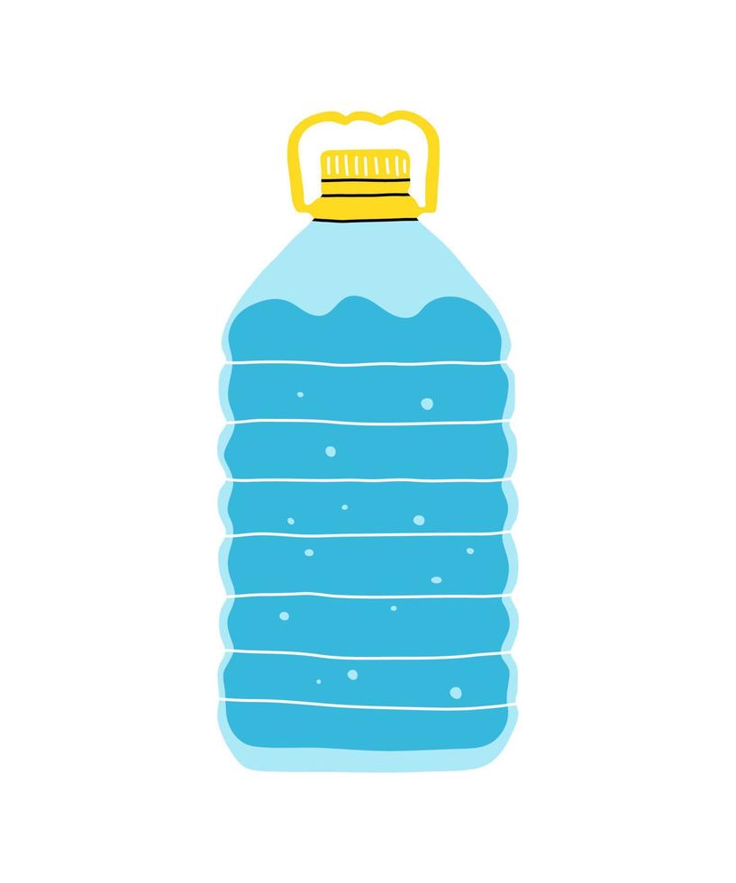 acqua in bottiglia di plastica, clipart elemento gallone in stile linea piatta. illustrazione vettoriale disegnata a mano, schizzo del fumetto. toppa, distintivo, emblema, icona o logo carino alla moda.