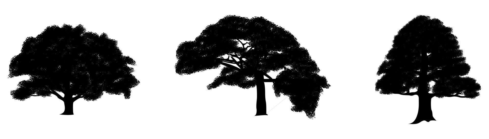 raccolta vettoriale di sagome di alberi su uno sfondo bianco o isolato