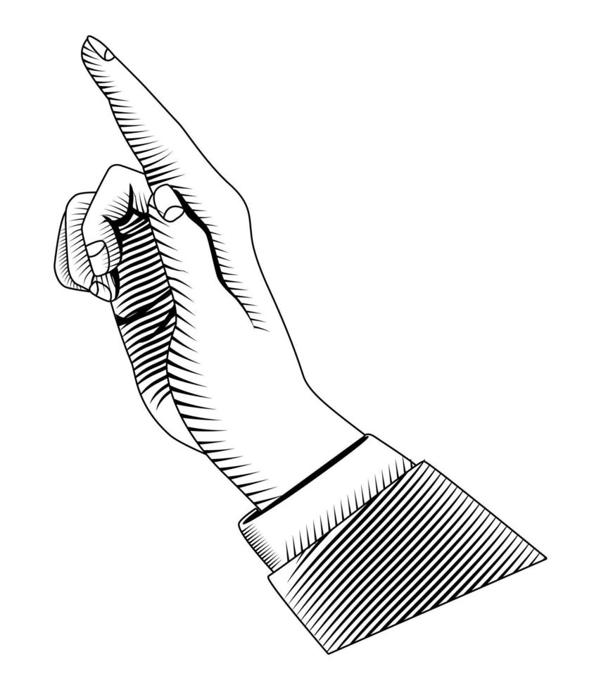 punta del dito a sinistra disegnata vettore